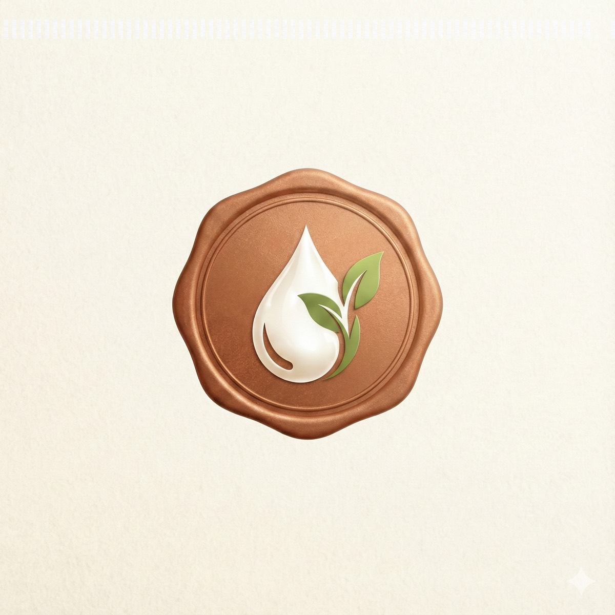 Avanya Fresh wax-seal emblem — a milk drop with a fresh leaf