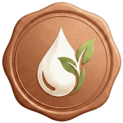 Avanya Fresh wax-seal emblem — a milk drop with a fresh leaf